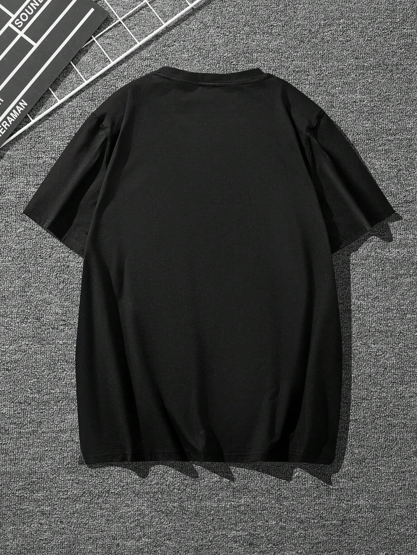 Manfinity LEGND Men Letters and Cross Print round Neck Short Sleeve Casual T-Shirt, Boyfriend Gift, for Work