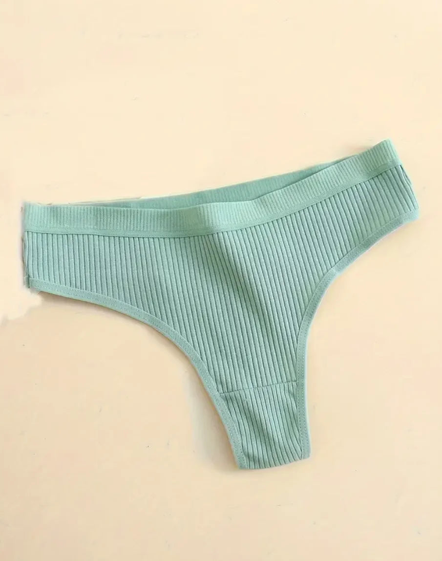 6-Piece Seamless Ribbed Sports Thong, Breathable Comfortable Cotton Panties, Ladies Underwear and Underwear
