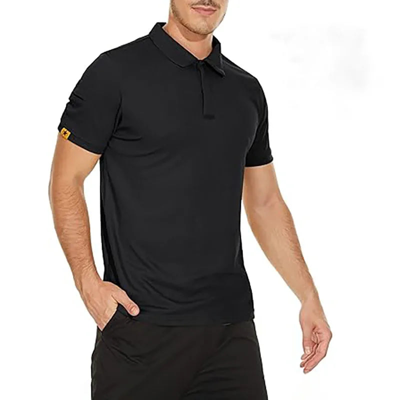 5Pcs Men's Summer Short Sleeve Lapel Shirt Breathable Quick-Drying T-Shirt For Hiking Sports Casual T-Shirt Can Hang Glasses