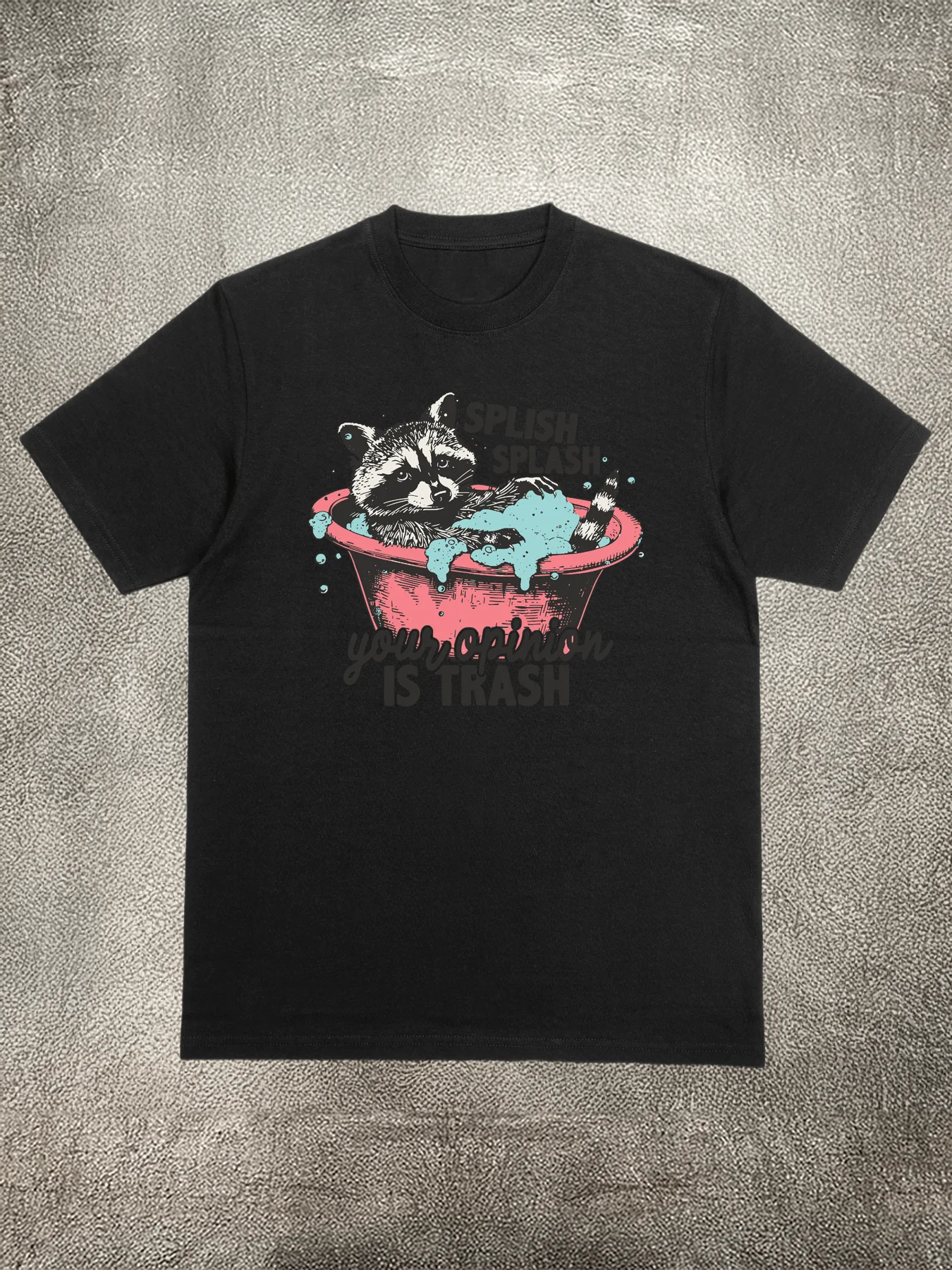 200g Cotton Men's T - Shirt, Raccoon "Your Opinion is Trash" Pattern, Heat - Transfer Printed, for Daily Casual Wear