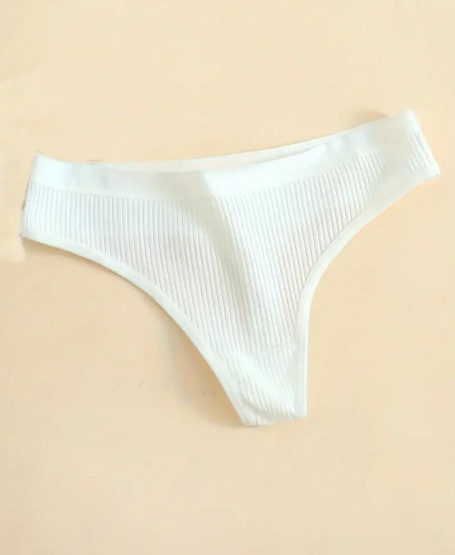 6-Piece Seamless Ribbed Sports Thong, Breathable Comfortable Cotton Panties, Ladies Underwear and Underwear