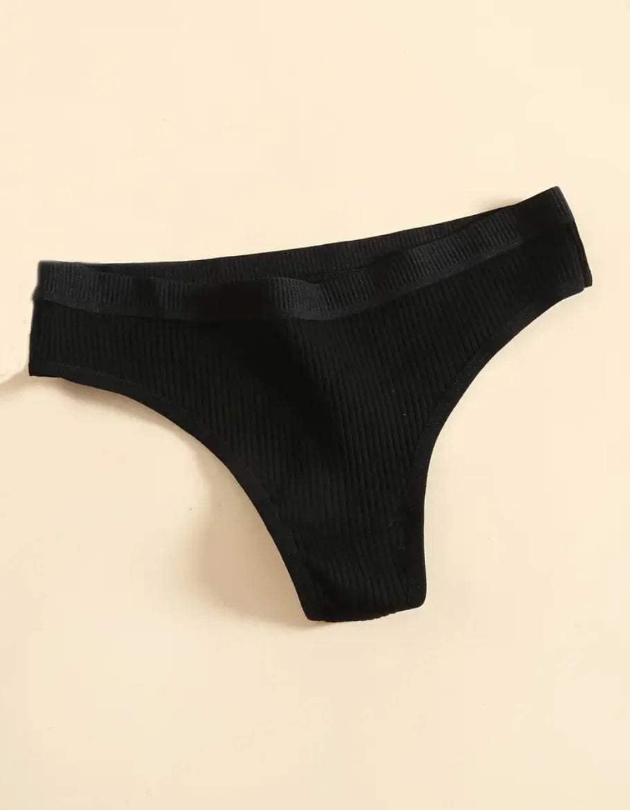 6-Piece Seamless Ribbed Sports Thong, Breathable Comfortable Cotton Panties, Ladies Underwear and Underwear