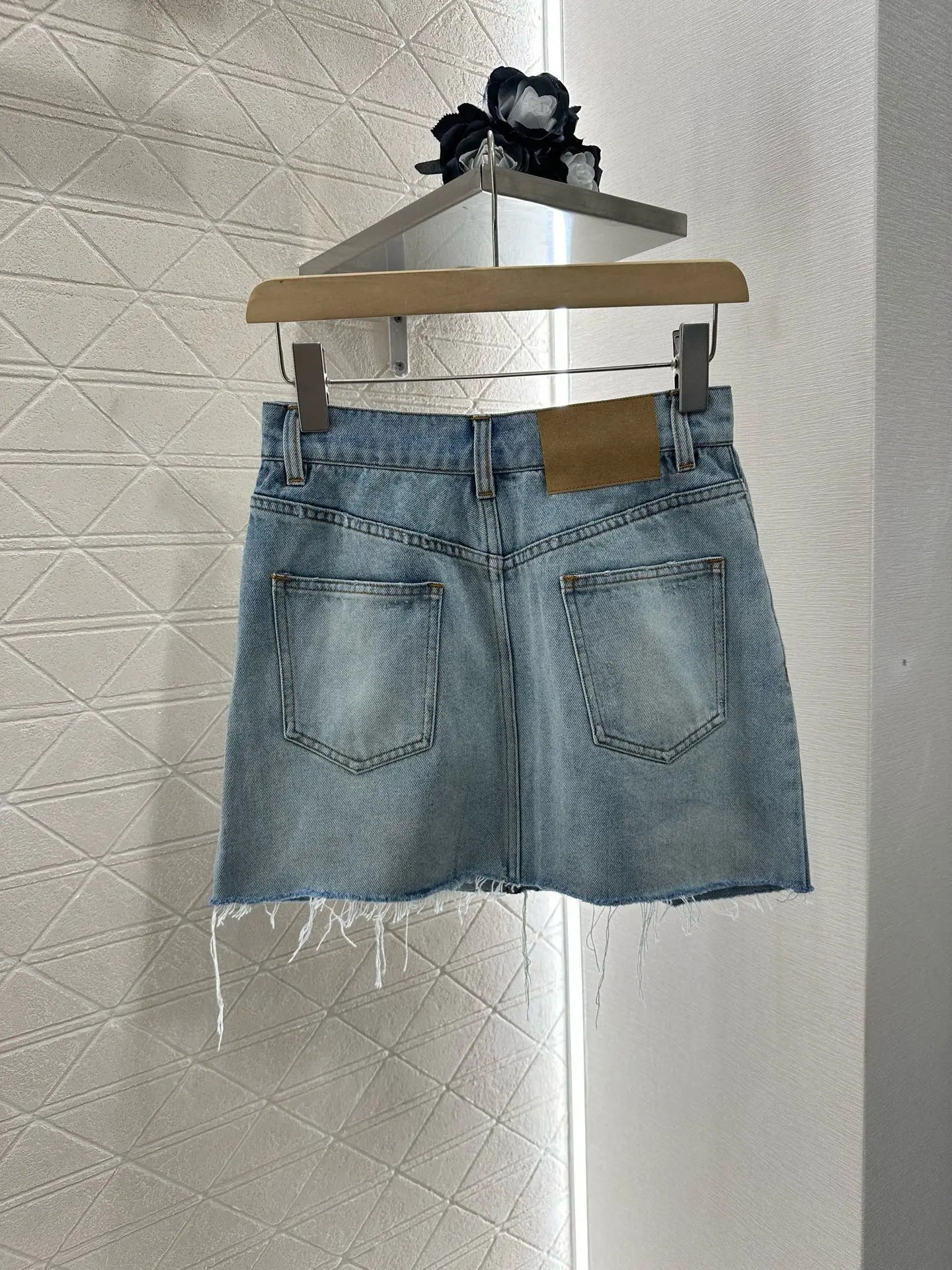25 New High Street Style Women's Short Summer Denim Skirt - Skirt without hem fringes, semi-skirt, short skirt, full-hip skirt