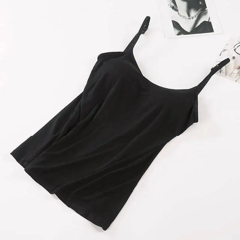 2021 Women Padded Bra Tank Top Women Spaghetti Cami Top Vest Female Camisole With Built In Bra