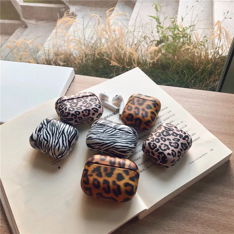 for Airpods Pro 1 2 Case Pink Leopard Airpods2 Zebra Print Split Design PC Cute Airpods Protector Accessories for Airpodspro 3