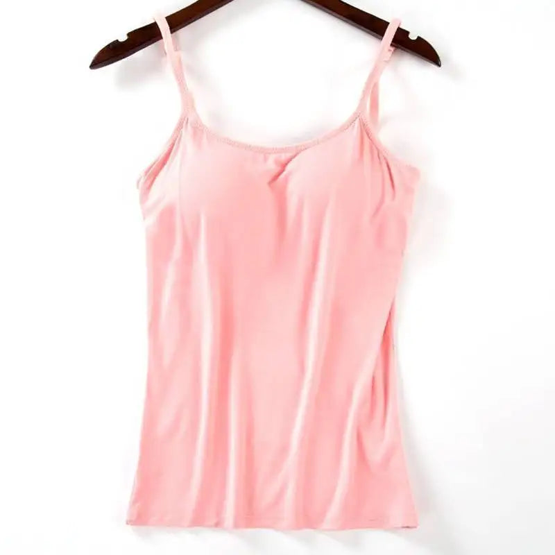 2021 Women Padded Bra Tank Top Women Spaghetti Cami Top Vest Female Camisole With Built In Bra