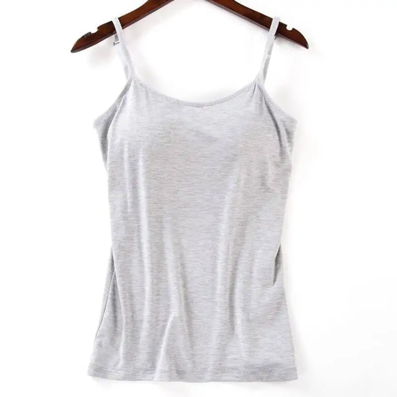 2021 Women Padded Bra Tank Top Women Spaghetti Cami Top Vest Female Camisole With Built In Bra