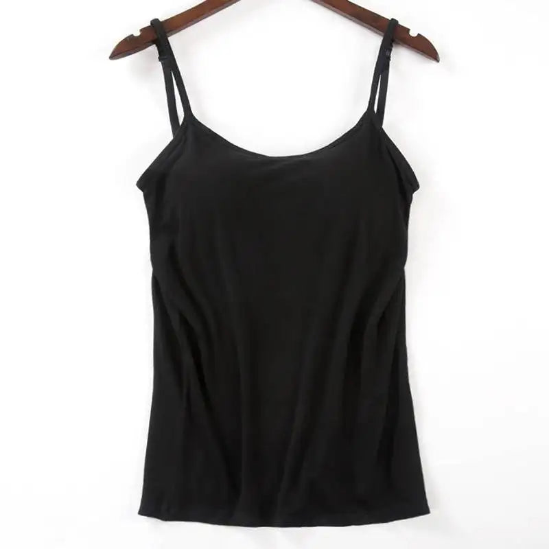 2021 Women Padded Bra Tank Top Women Spaghetti Cami Top Vest Female Camisole With Built In Bra