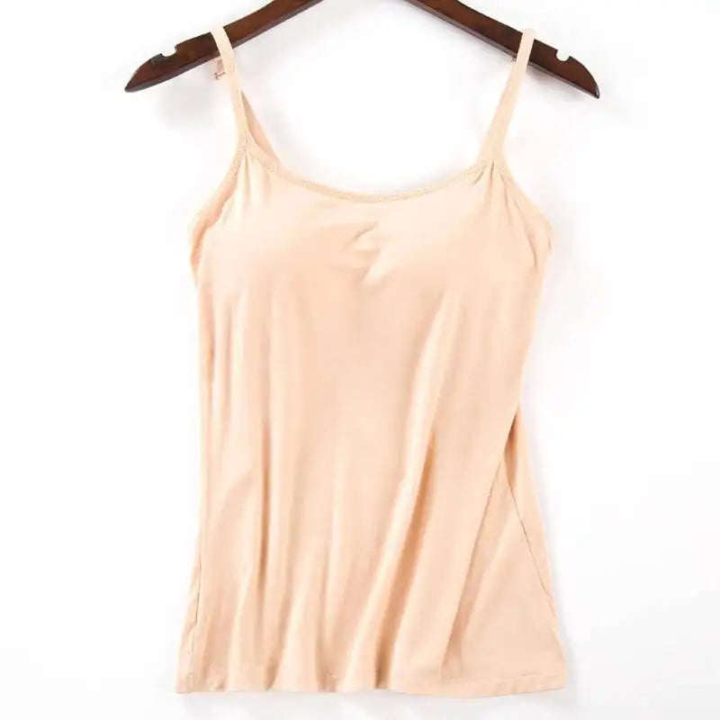 2021 Women Padded Bra Tank Top Women Spaghetti Cami Top Vest Female Camisole With Built In Bra