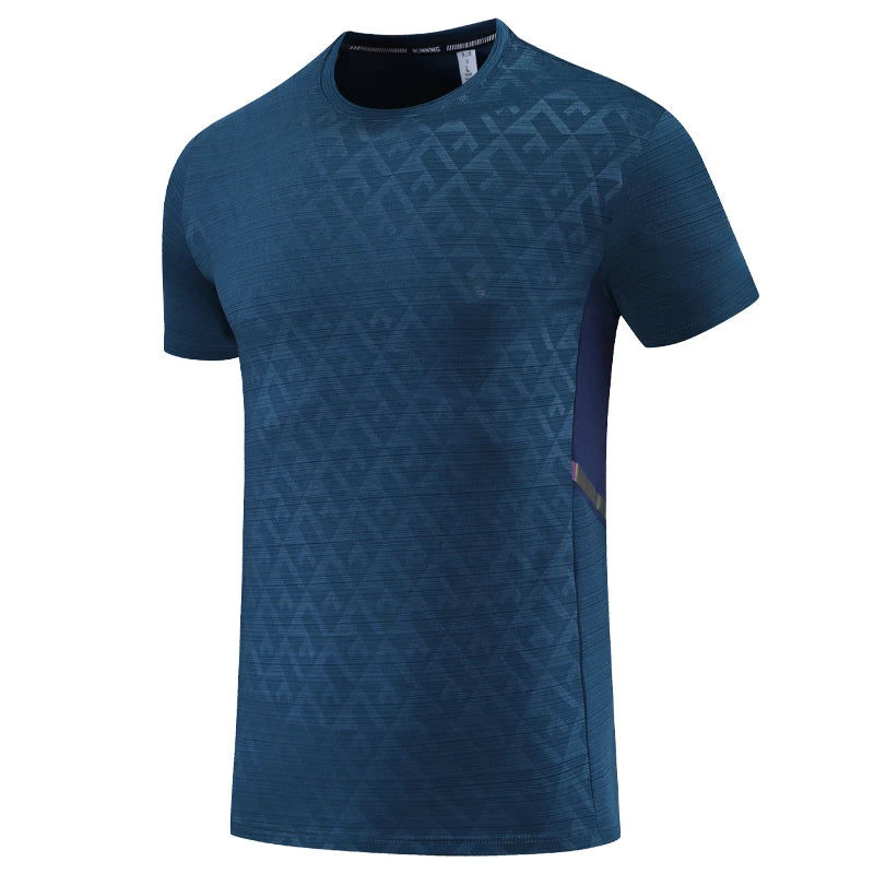 Man Fitness Short Sleeves Running Sport Men Gym Quick Dry Tshirts Fashion Mesh Reflective Summer Tee Print Soccer Jersey