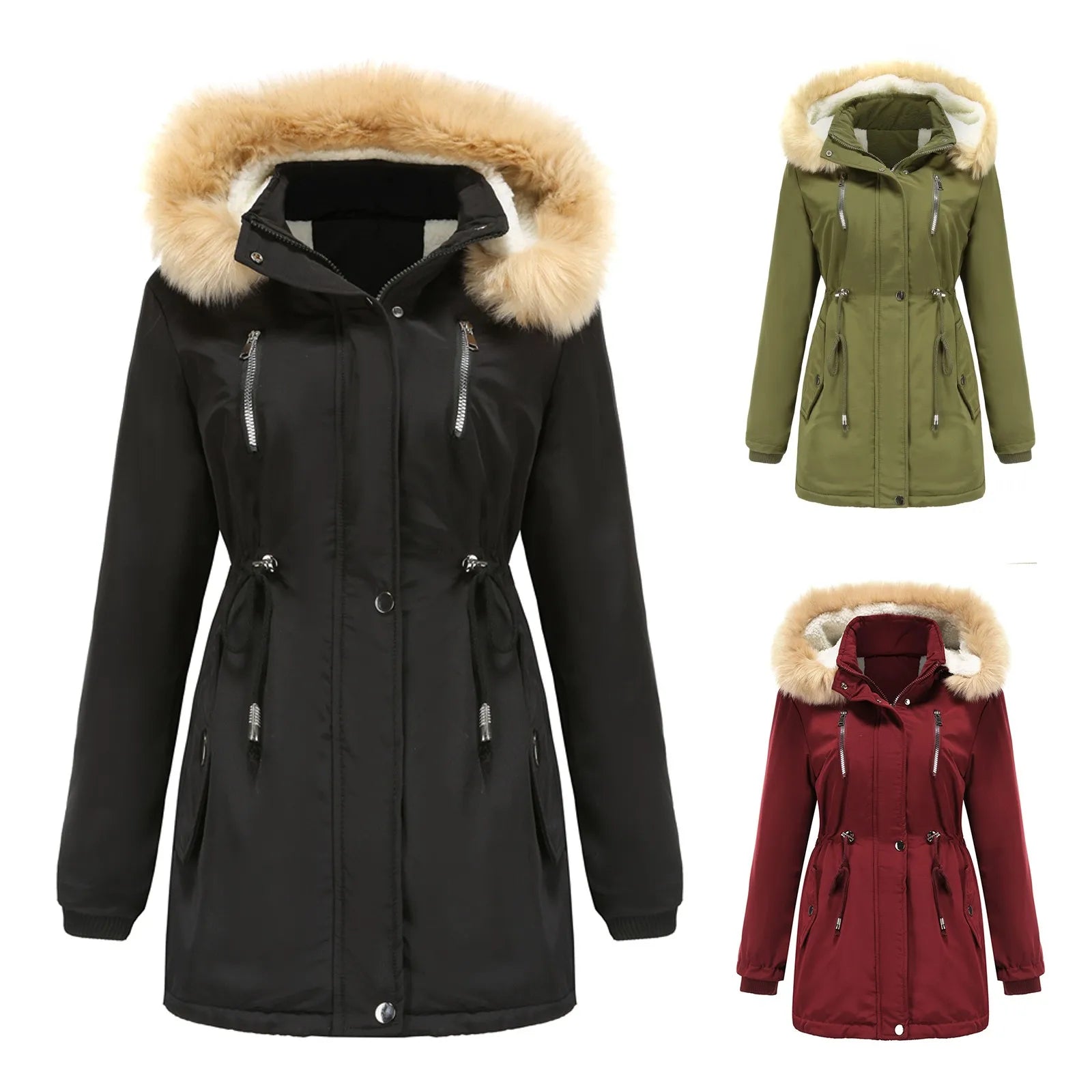 2022 Women Winter Military Coats Cotton Wadded Hooded Jacket Casual Parka Thickness Warm Plus Size Quilt Snow Outwear Abrigos
