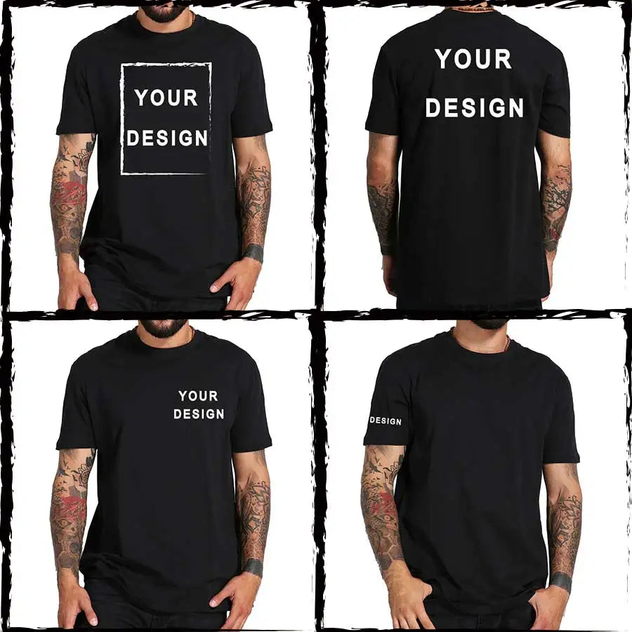 Custom T Shirt for Men Front Back Print Make Your Design Logo Text Gift Tshirt 100% Cotton Made in US