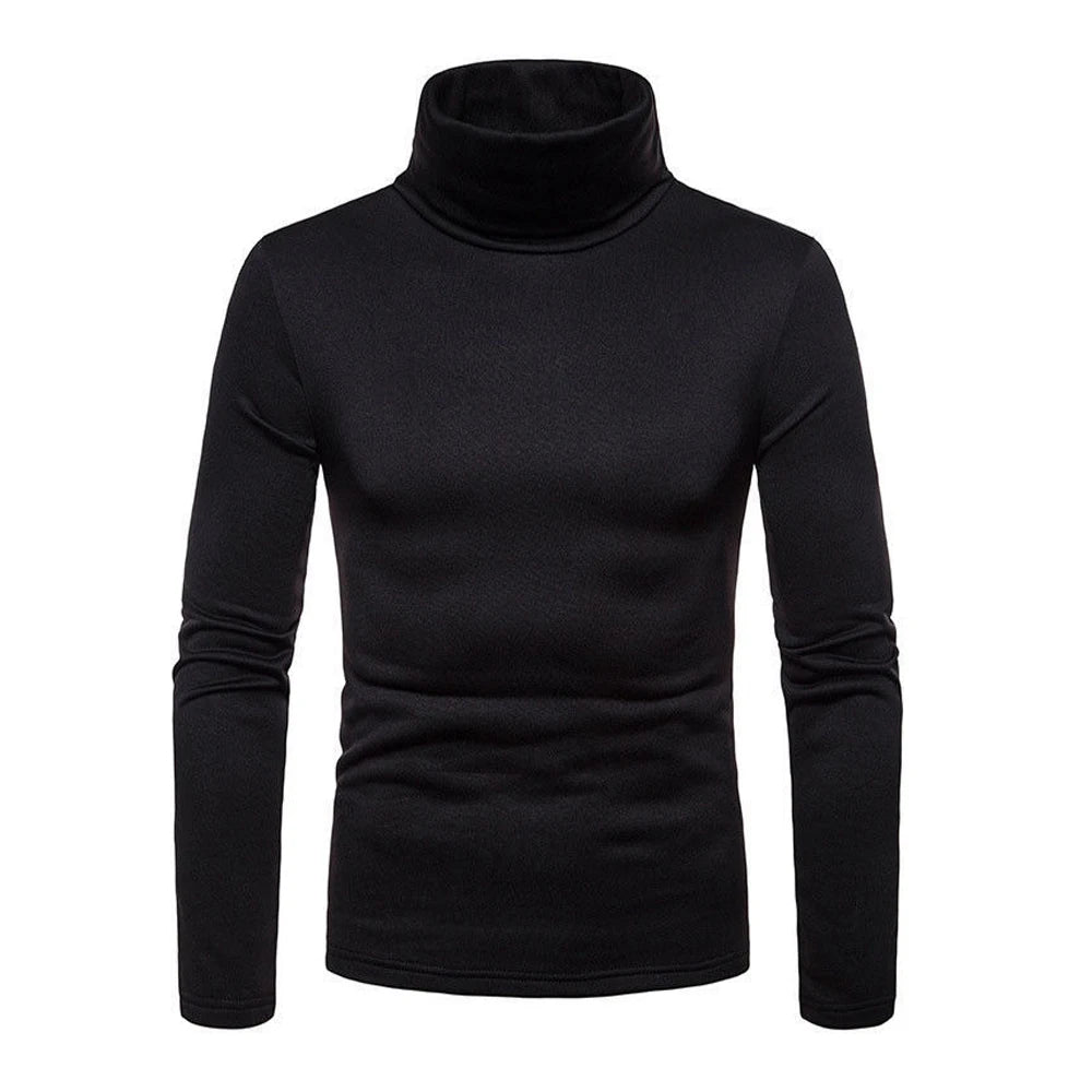 Autumn Winter Mens Turtleneck Sweaters Casual Thermal Long Sleeve Slim Fit Pullovers Stretch Basic Tops Sweatshirt Jumper TShirt