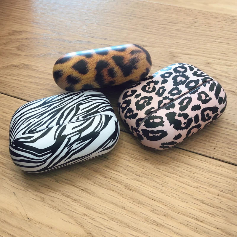 for Airpods Pro 1 2 Case Pink Leopard Airpods2 Zebra Print Split Design PC Cute Airpods Protector Accessories for Airpodspro 3