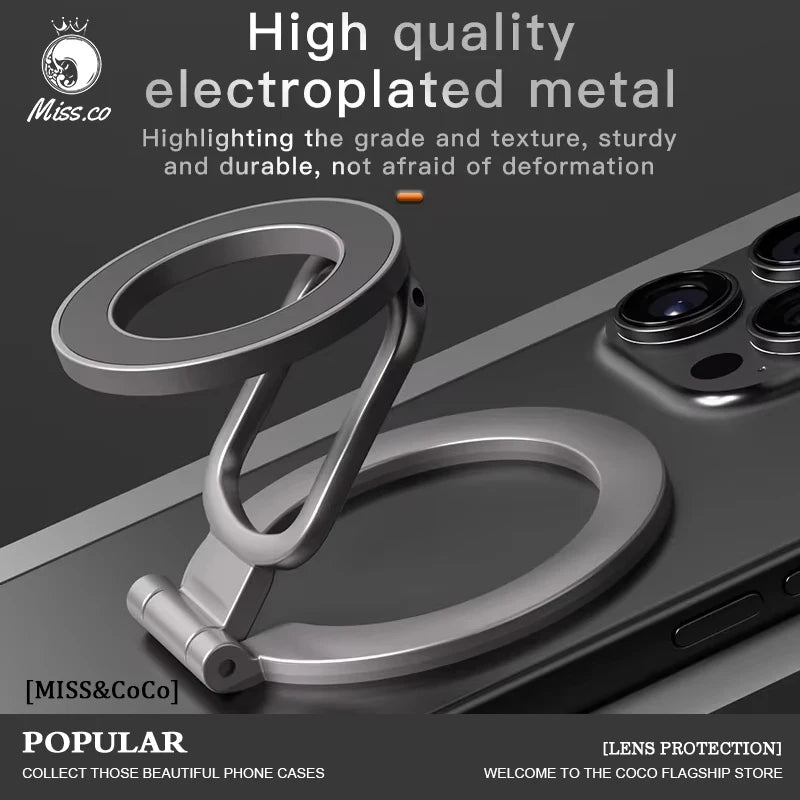 2025 Double-Sided For MagSafe Phone Holder for iPhone 14/15/16 Foldable 360° Rotating Stand Strong Magnet & Finger Grip Suppor