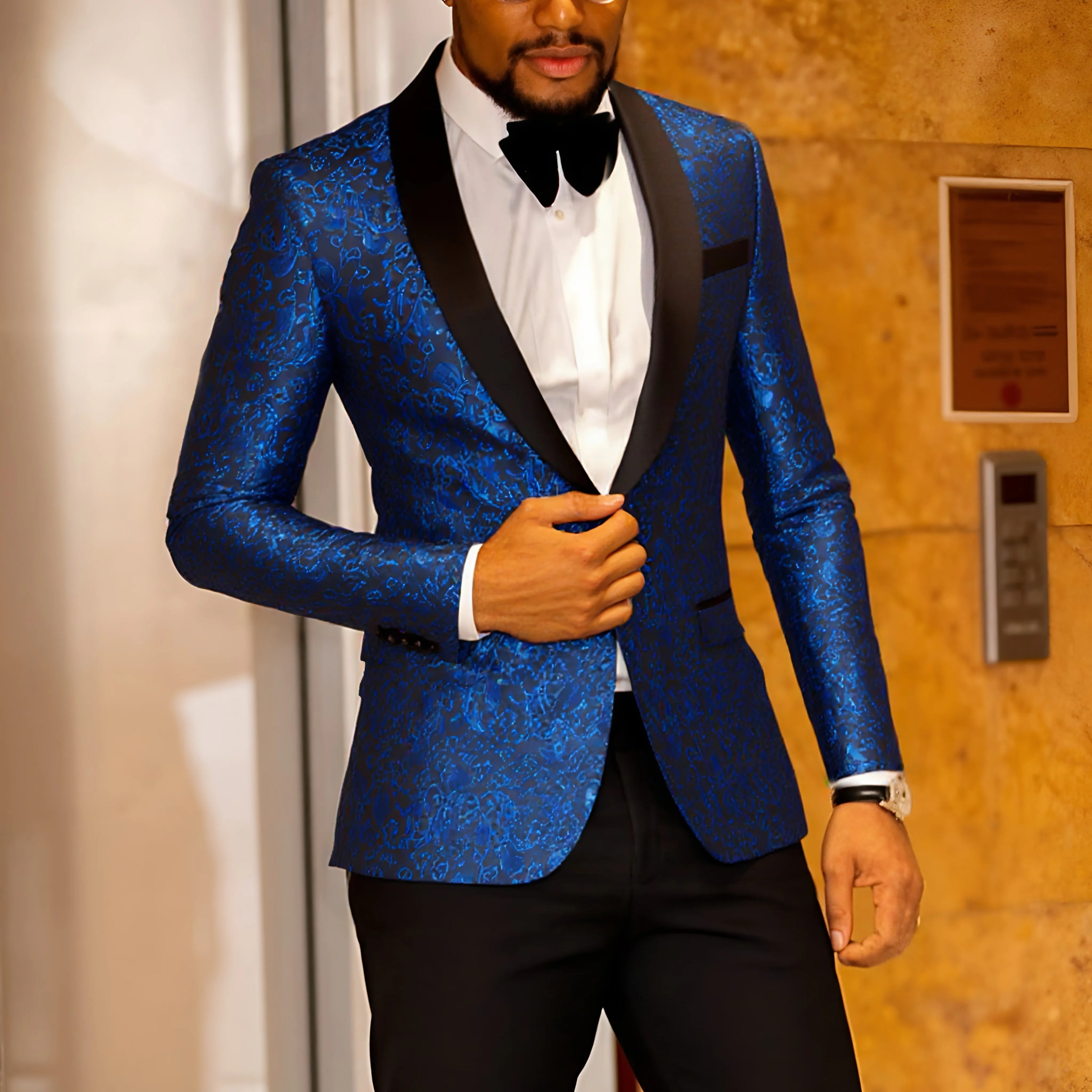 Men's Paisley Tuxedo Jacket One Button Dress Suit Jacket Floral Blazer for Dinner Party Prom Wedding