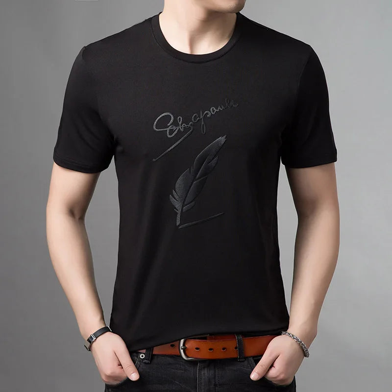 2025 New Fashion Brand T Shirts For Men Pattern O Neck Trends Streetwear Tops Summer Top Grade Short Sleeve T-Shirt Men Clothing
