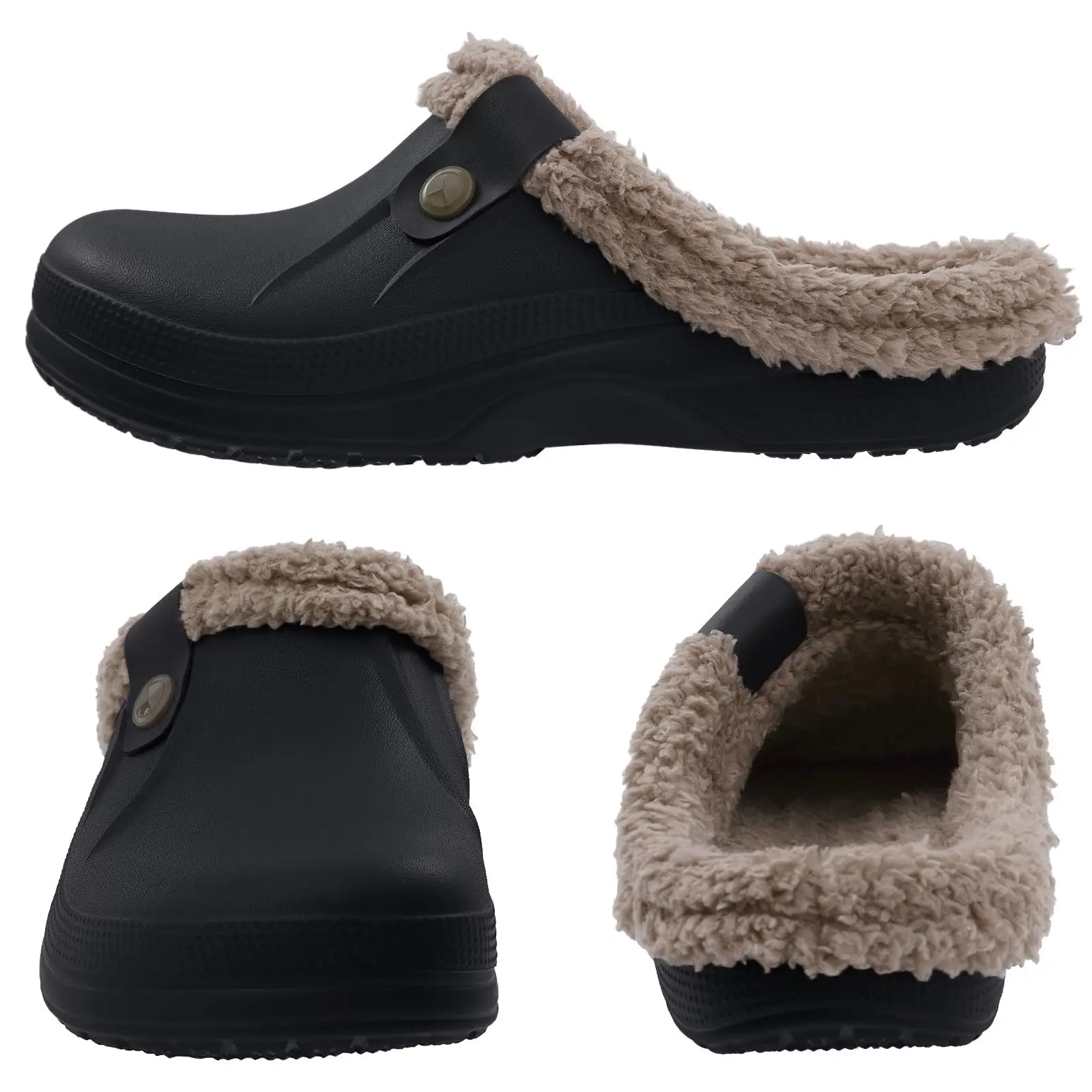 New Men Waterproof Slippers Women Men Fur Clogs Slippers Winter Men Garden Shoes Outdoor Antiskid Mules Indoor Soft House Shoes