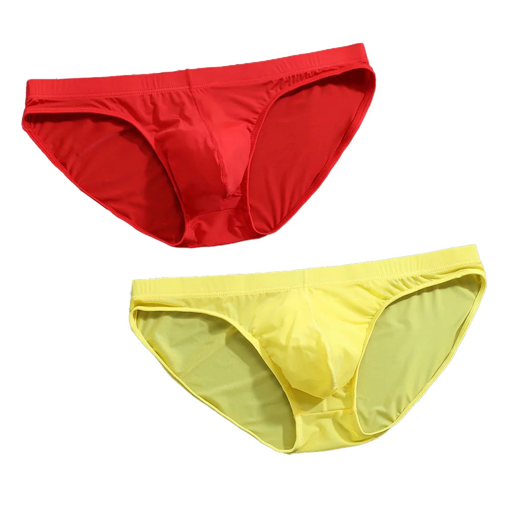 2PCS Men's Panties Underwear Men Briefsr Bikini Pant Comfortable Sexy Slip Underpants ice silk Breathable white 4XL