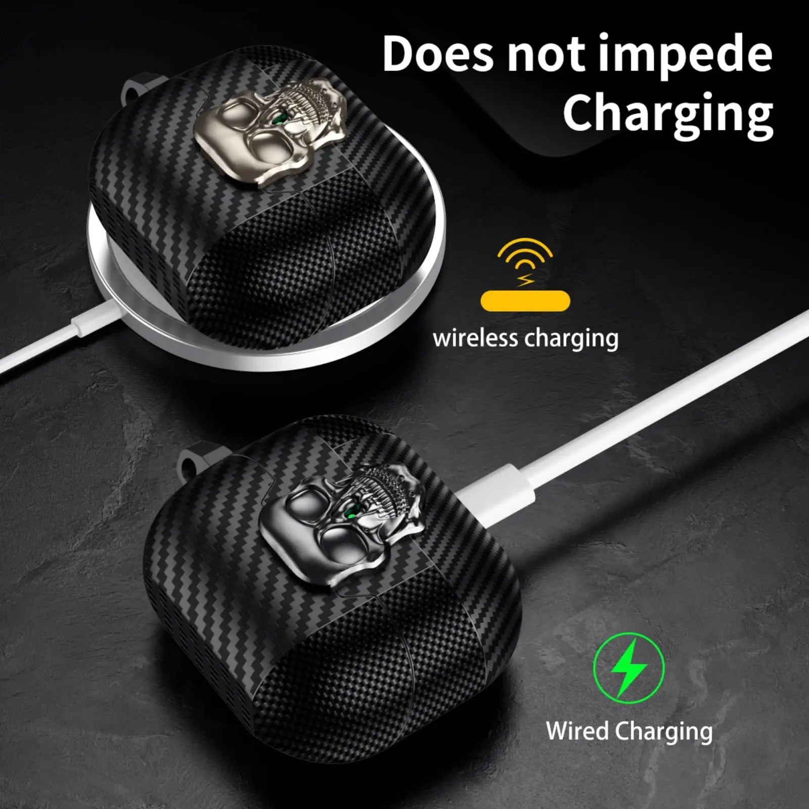 New For Samsung Galaxy Buds 3 Pro with Keychain & Cleaner Kit Funny Skull Carbon Fiber Protective Case For Samsung Galaxy Buds 3