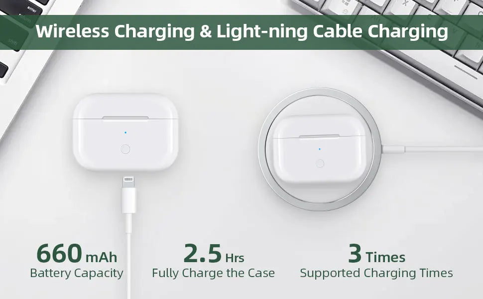 Replacement For AirPod Pro1 2 Charging Case with AirPods 4st&2nd Generation Wireless Charging box Bluetooth Pairing For Apple 3