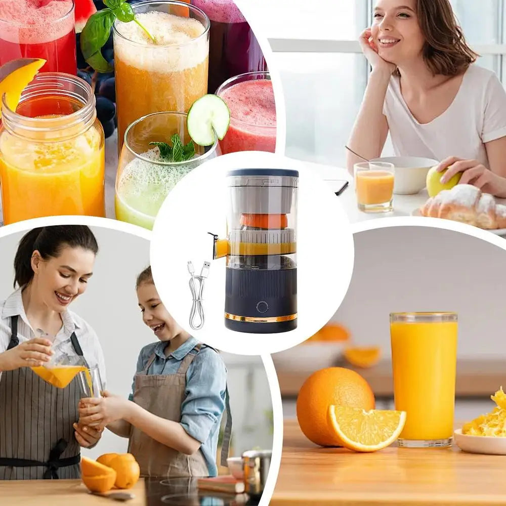 Electric Fruit Juicer Portable Single Auger Juicer Automatic Separation USB Charge Orange Fruit Automatic Separation Juicer