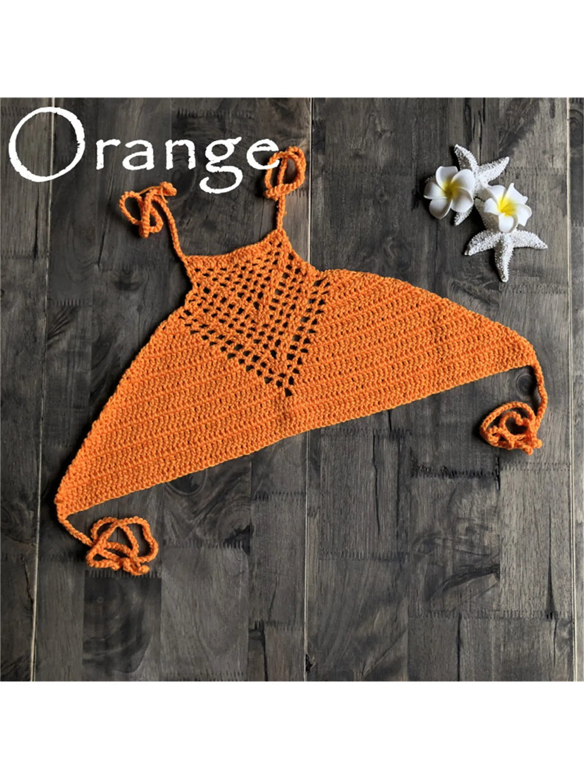 7 Colors Crochet Knitted Halter Bikini Top Female Swimsuit Women Swimwear Bather Bathing Suit Swim Hollow Out Beach Top V4192