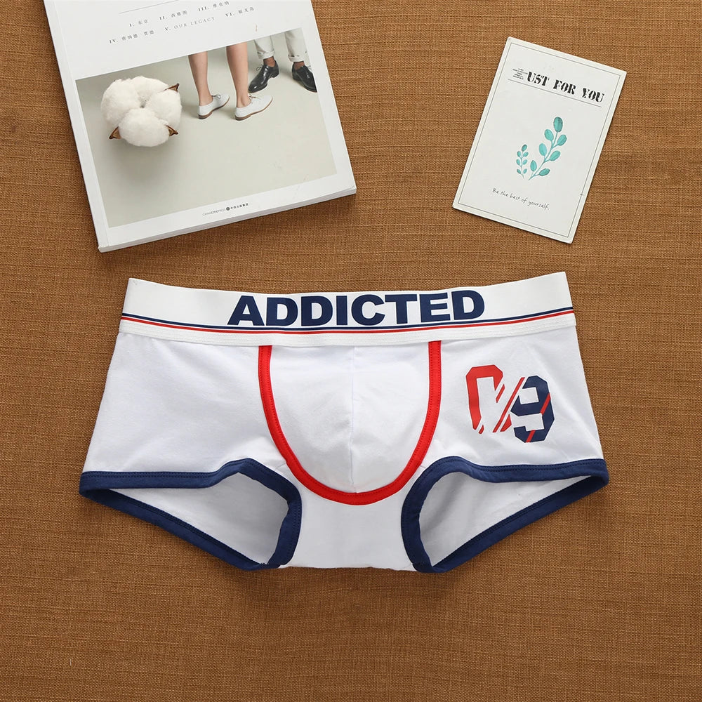 Addicted Men's Cotton Underwear Low Waist Sexy Trendy Briefs Comfortable Sweat-Absorbent Antibacterial Boxer Shorts Underpants