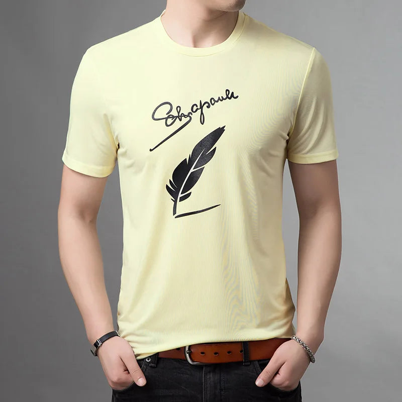 2025 New Fashion Brand T Shirts For Men Pattern O Neck Trends Streetwear Tops Summer Top Grade Short Sleeve T-Shirt Men Clothing