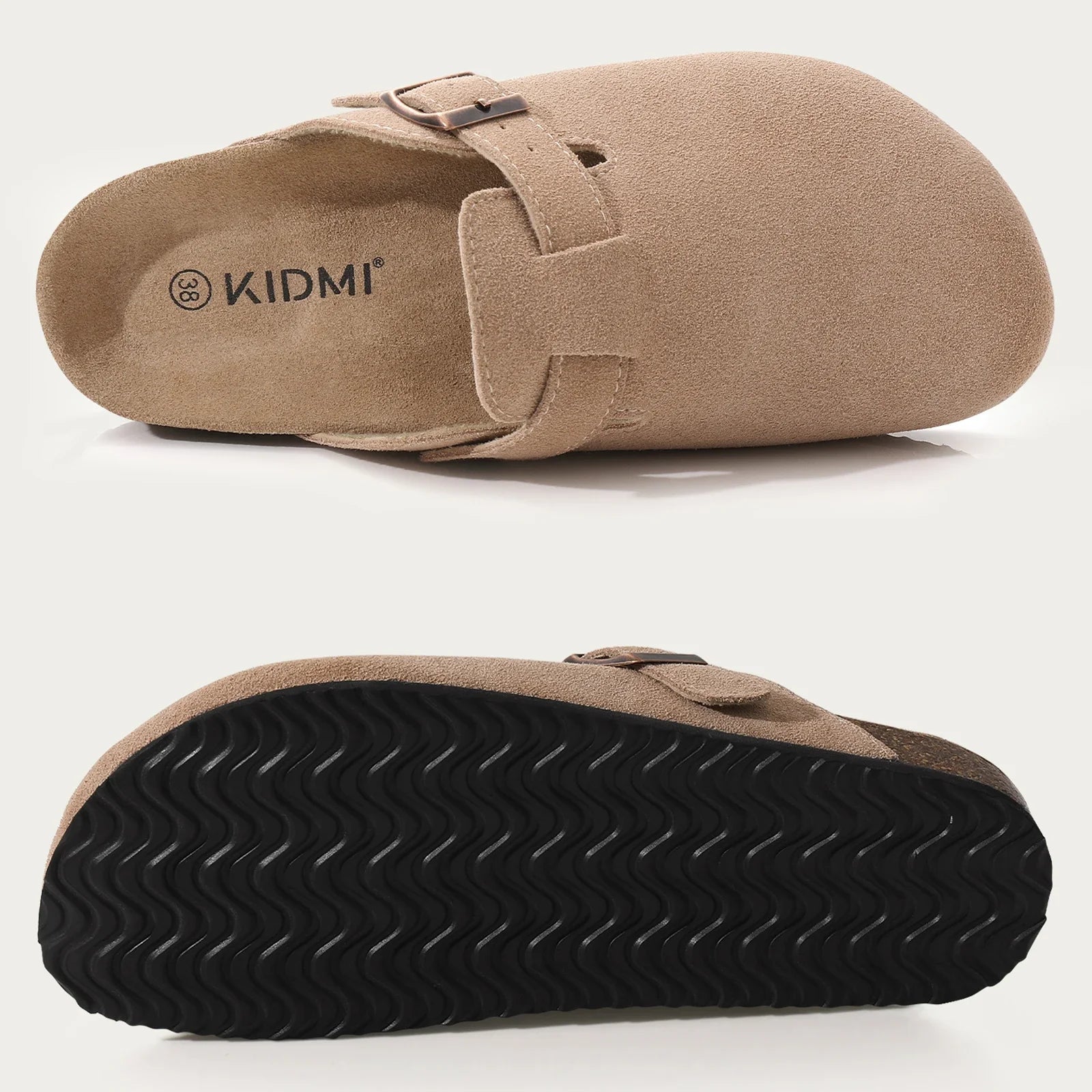 Fashion Women's Suede Mules Slippers Men Clogs Cork Insole Sandals With Arch Support Outdoor Beach Slides Home Shoes