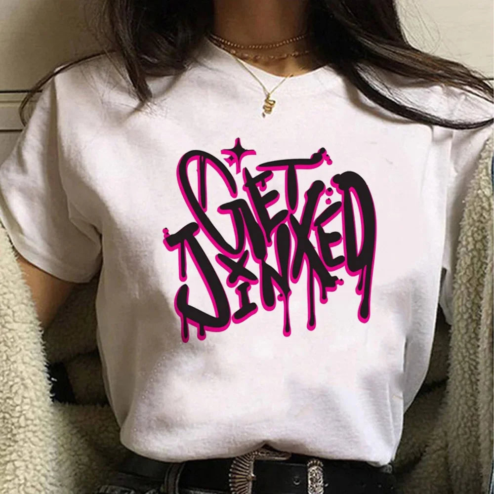 Jinx Arcane Monkey T Shirt Anime Cosplay Tees Women Men Unisex Grunge Aesthetic Short Sleeve Cartoon Print Summer Streetwear