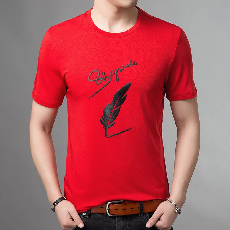 2025 New Fashion Brand T Shirts For Men Pattern O Neck Trends Streetwear Tops Summer Top Grade Short Sleeve T-Shirt Men Clothing