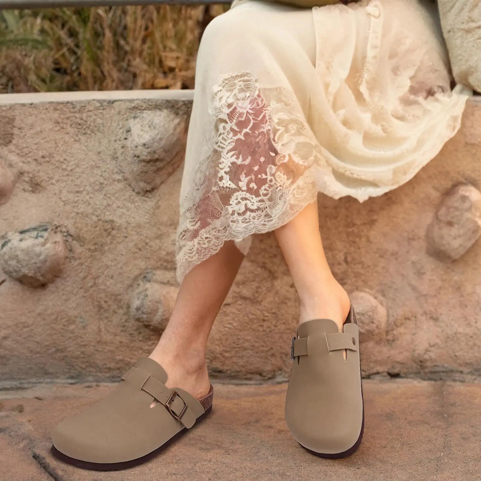 Asgard Women Men Suede Leather Clogs Slippers Fashion Unisex Cork Footbed Sandals Outdoor Antiskid Mules Shoes with Arch Support