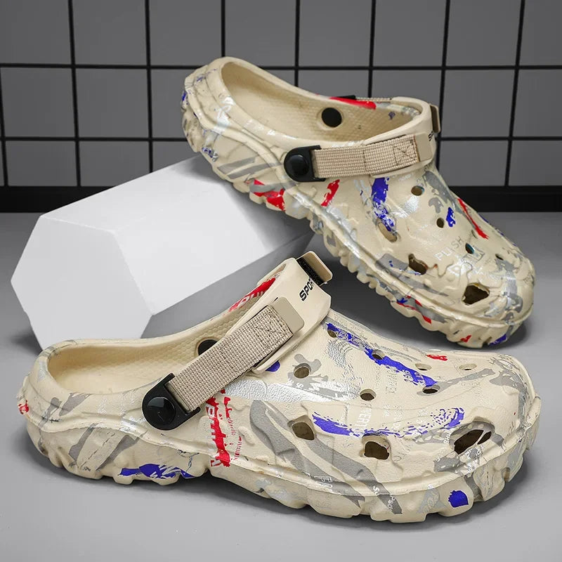 Plus Size 47 Summer Men Sandals Clogs Outdoor Garden Clogs Hole Shoes Male Casual Shoes Water Shoes Comfort Home Soft Slippers