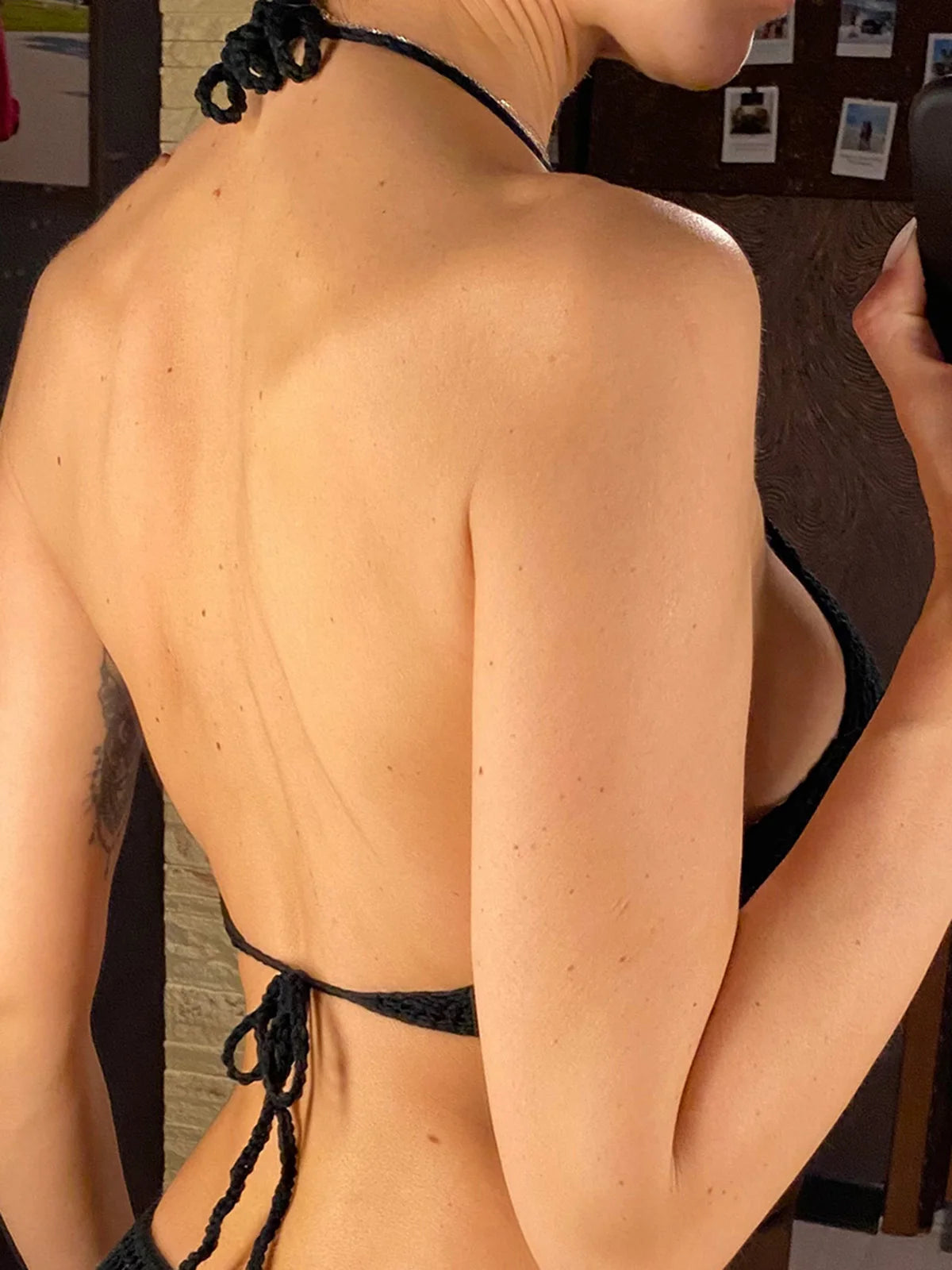 7 Colors Crochet Knitted Halter Bikini Top Female Swimsuit Women Swimwear Bather Bathing Suit Swim Hollow Out Beach Top V4192