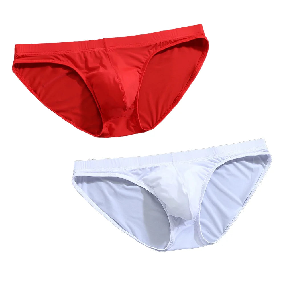 2PCS Men's Panties Underwear Men Briefsr Bikini Pant Comfortable Sexy Slip Underpants ice silk Breathable white 4XL