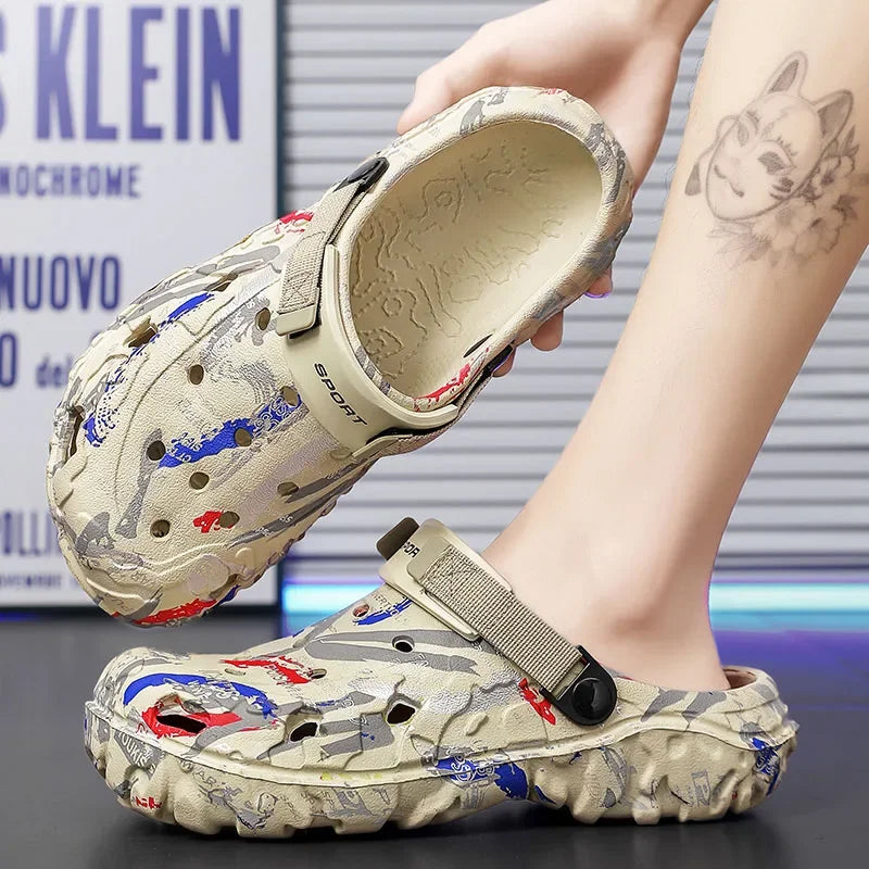 Plus Size 47 Summer Men Sandals Clogs Outdoor Garden Clogs Hole Shoes Male Casual Shoes Water Shoes Comfort Home Soft Slippers