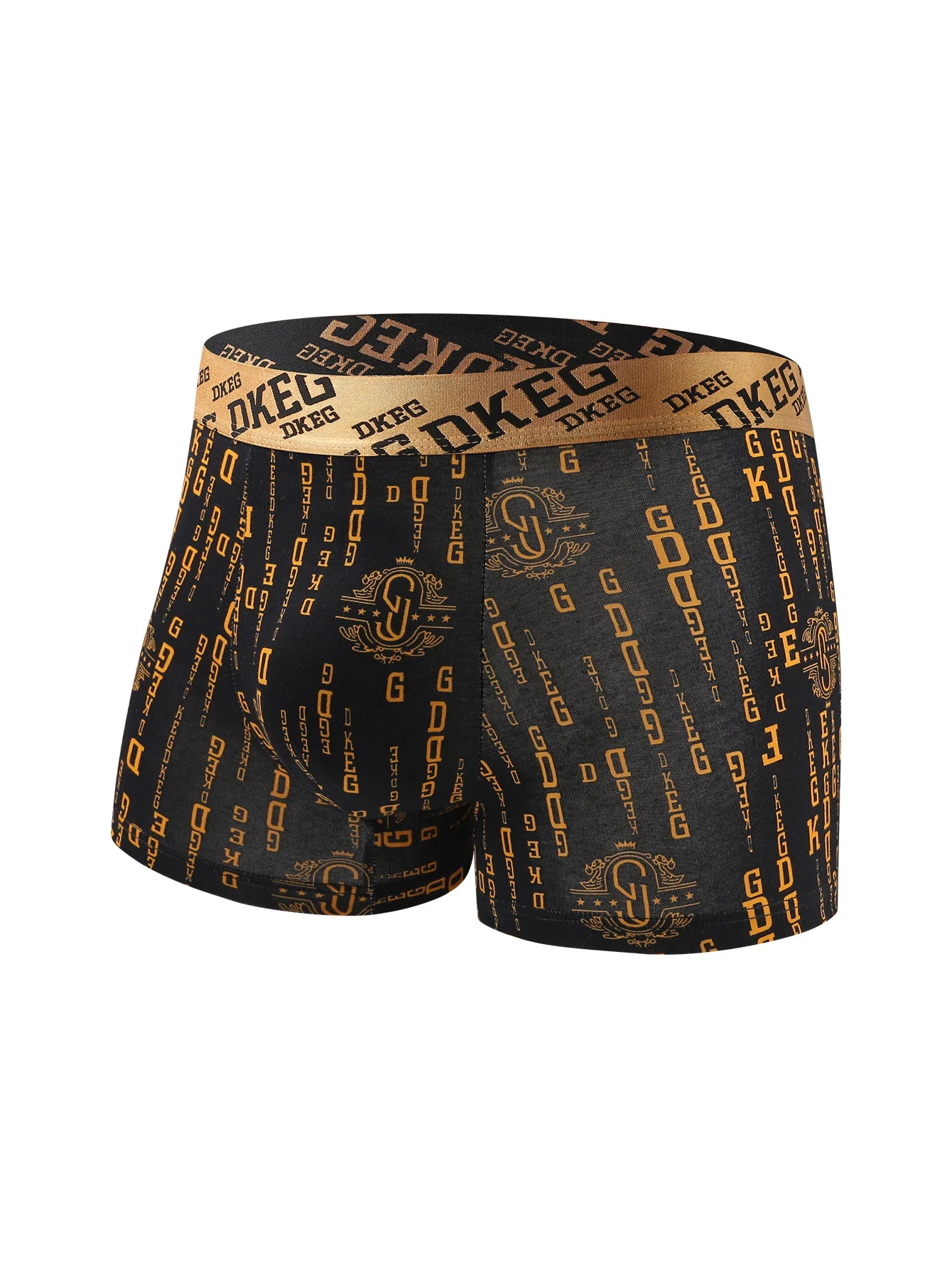 Men's luxurious black gold printed cotton boys' underwear antibacterial breathable boxer shorts 4-pack