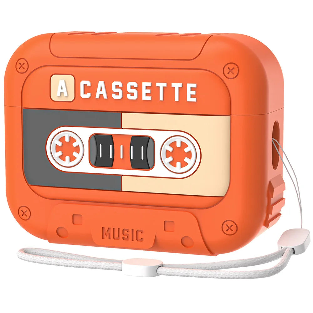 2025 Cassette Tape Case For  AirPods Pro 2 Case Cover Compatible Lanyard Included Shockproof Full Protection For  AirPods 4 Case