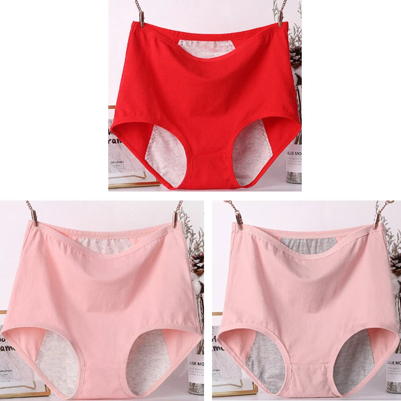 3pcs Girl Menstrual Panties Women's Physiological Briefs Ladies Period Leak Proof Panty High Waist Cotton Underwear