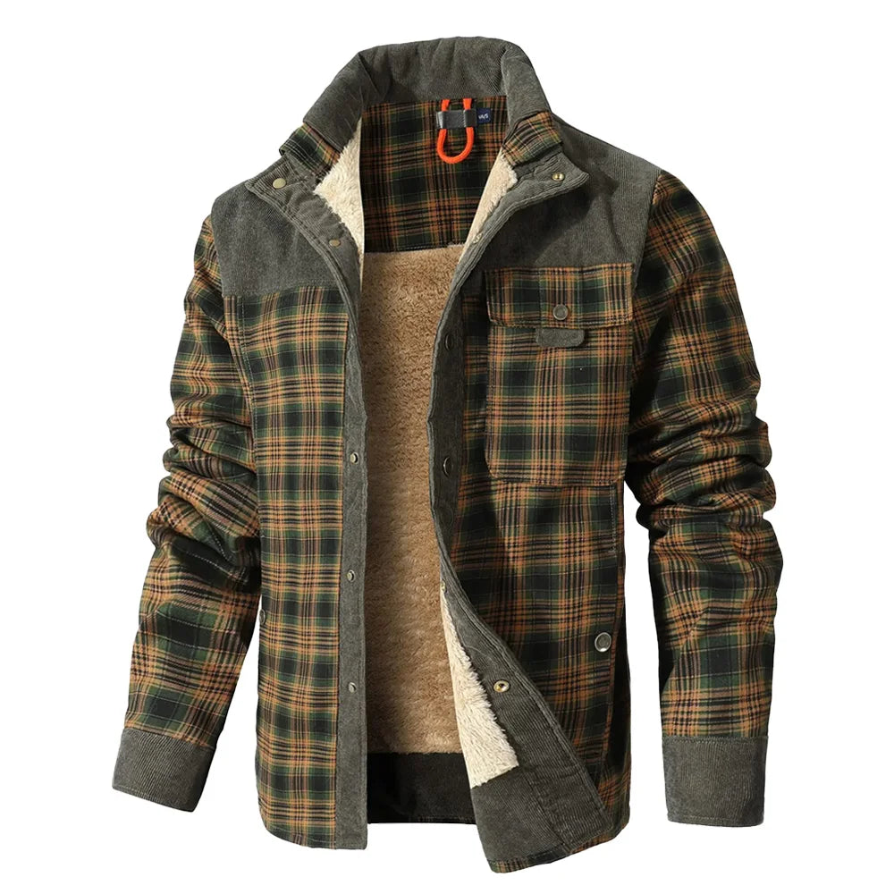Men's Jackets Winter Windproof Warm Casual Bomber Coat Plaid Sherpa Lined Flannel Outdoor Classic Jacket Men US Size