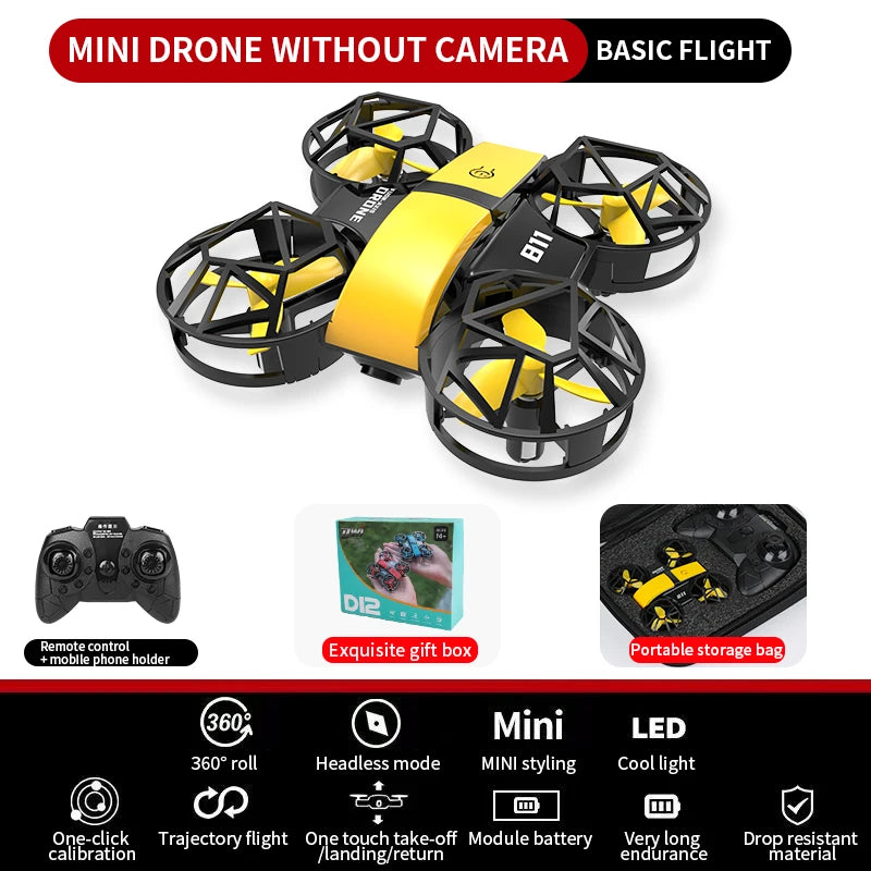 Dowellin D12 Drone Mini Remote Control Aircraft New Children's Toy HD Dual Camera Fixed Height RC Quadcopter Starter Gifts