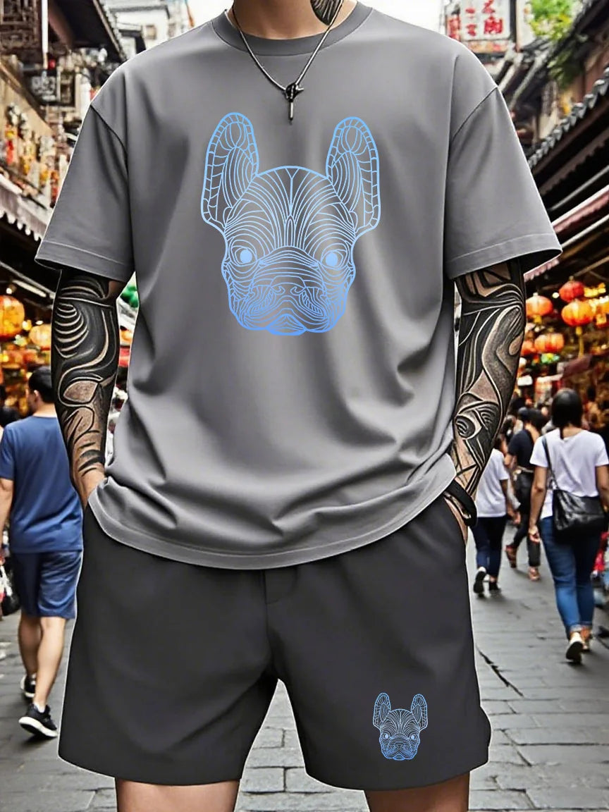 Men's Summer New casual sportswear set Fashion breathable outdoor men's women's short-sleeved T-shirts training shorts