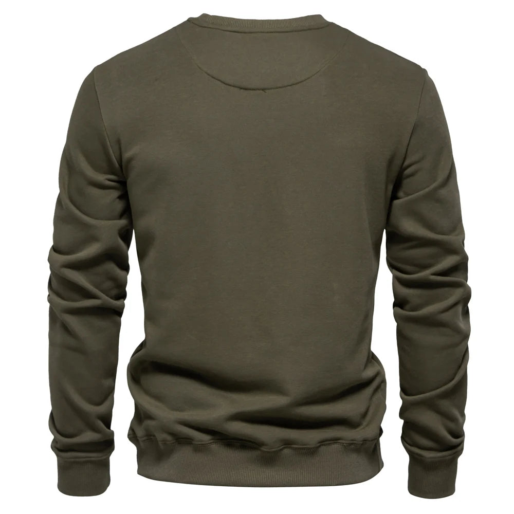 AIOPESON Cotton-blend Mens Crew Neck Solid Color Sweatshirts Pullover Casual Sport Sweatshirt for Men