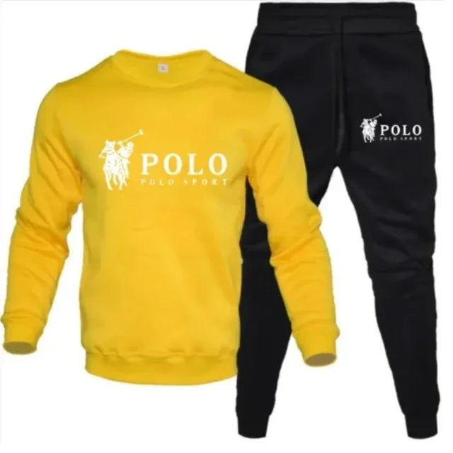 A two-piece set of men's round-neck pullover and jogging pants for autumn and winter fashion fitness outdoor casual sportswear