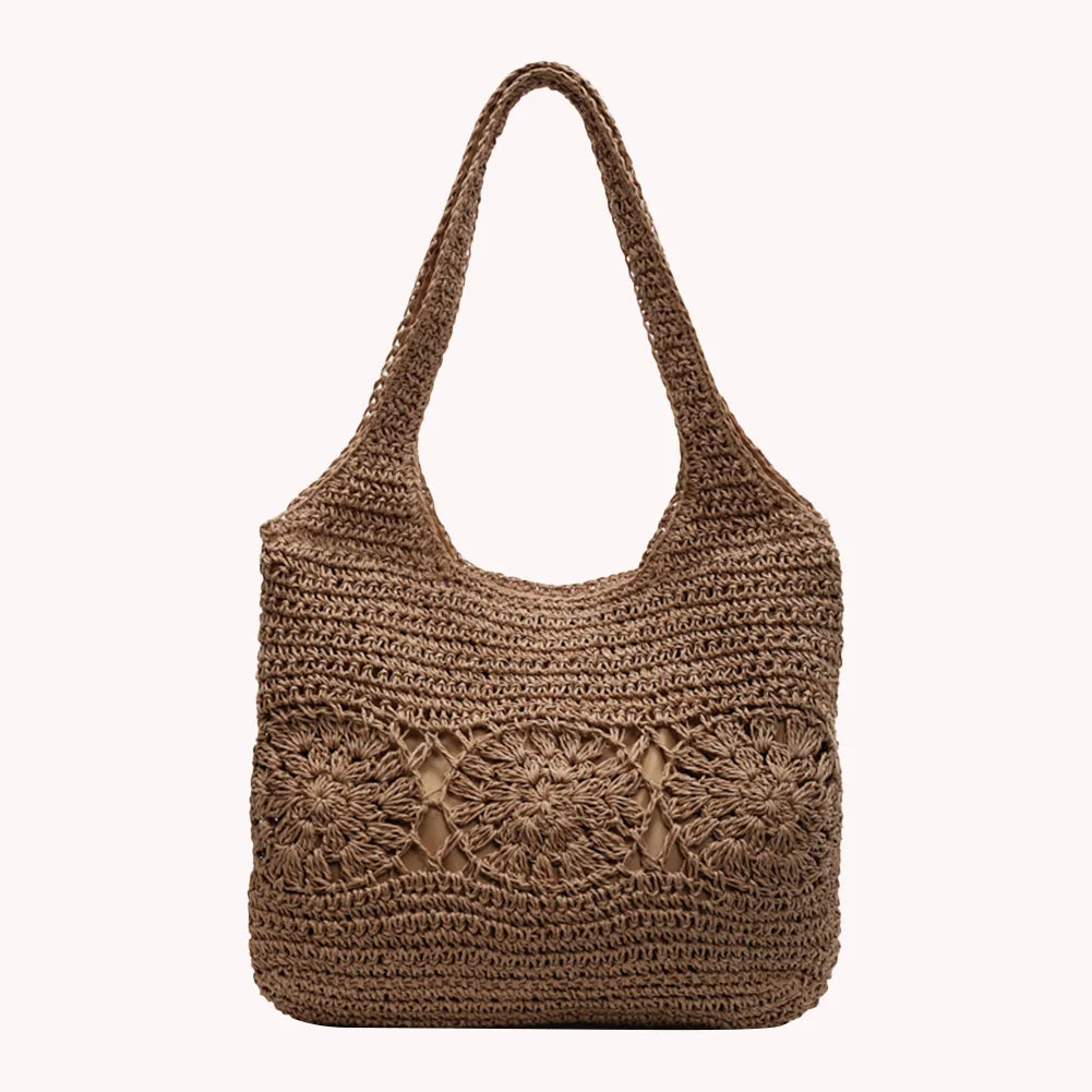 Large Straw Beach Bag Summer Shoulder Bag Handbag Hobo Bag Shoulder Purse for Women Travel Vacation