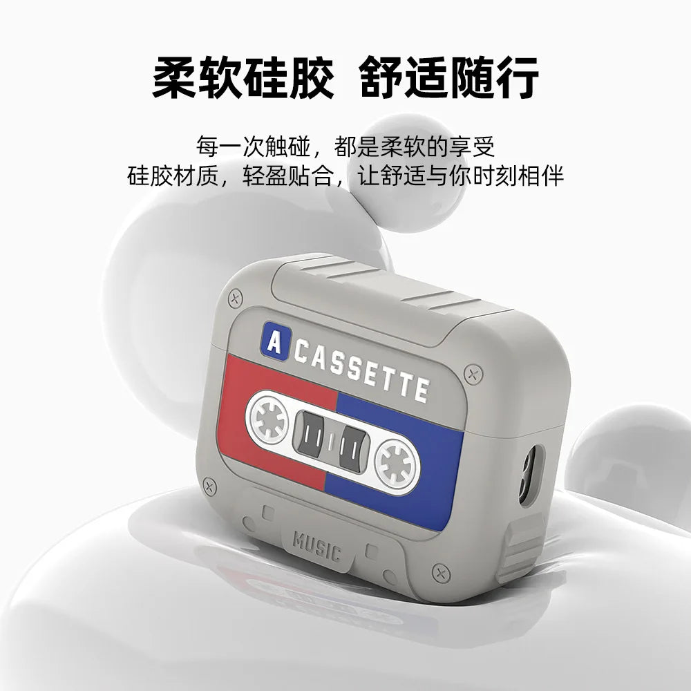 2025 Cassette Tape Case For  AirPods Pro 2 Case Cover Compatible Lanyard Included Shockproof Full Protection For  AirPods 4 Case