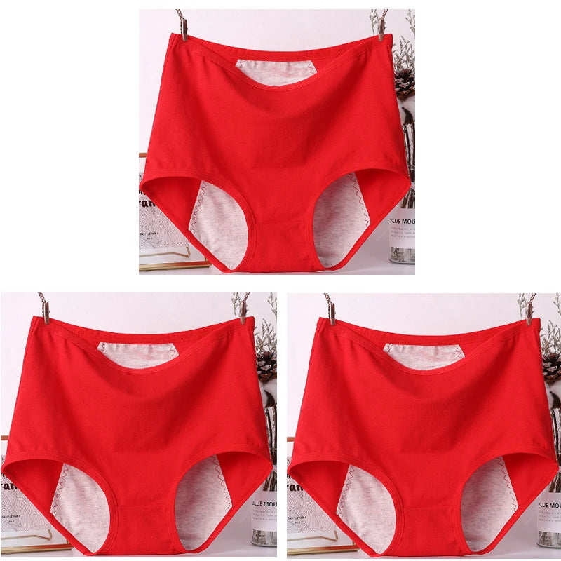 3pcs Girl Menstrual Panties Women's Physiological Briefs Ladies Period Leak Proof Panty High Waist Cotton Underwear