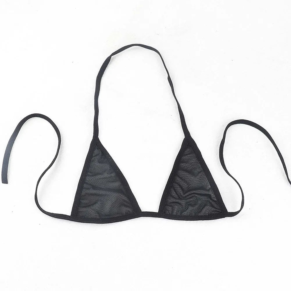 Womens Sexy Mesh Strap Lingerie Bikini Swimwear Bra With Tie Side Thong Beachwear Strap Bra Underwear Set Casual Female Bikini