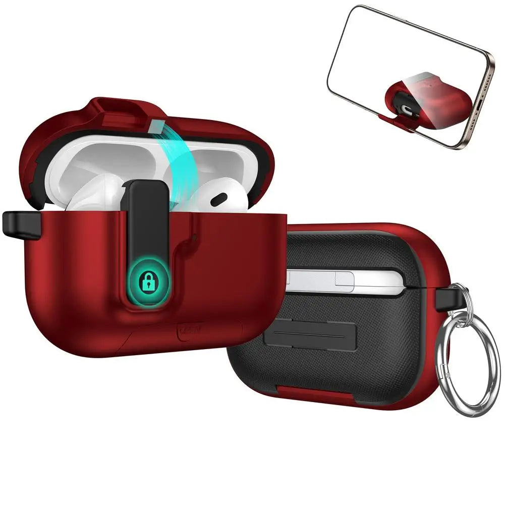 Shockproof Protective Case For Airpods Pro 3 With Phone Stand Automatic Lock Security Cover For AirPods Pro3 3rd Gen 2025